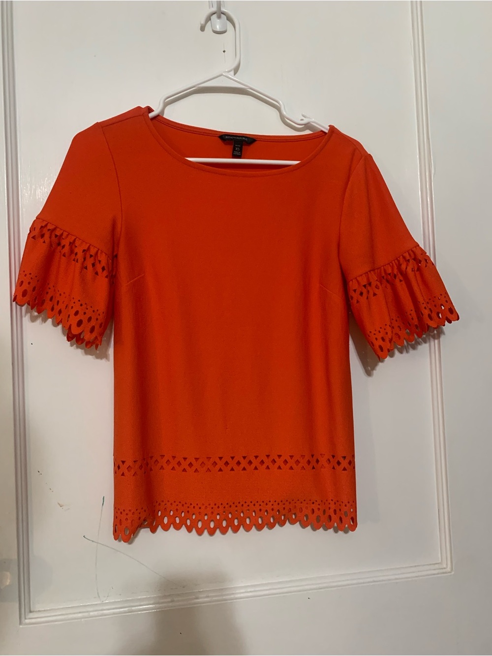 Banana Republic Orange Eyelet Short Sleeve Top
